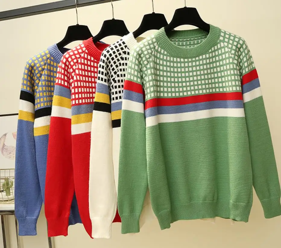 Baharcelin женский свитер высокого качества с круглым вырезом повседневный полосатый