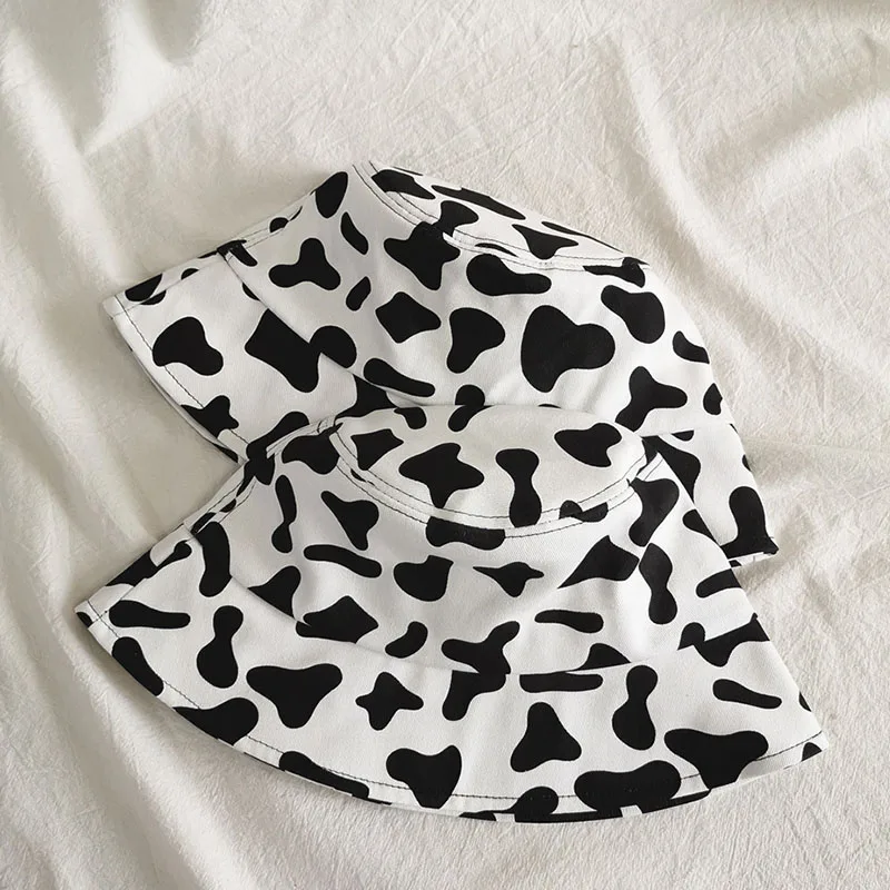 2020 New Fashion Cow Print Hat White Black Bucket Hat Fisherman Caps Summer Hats For Women Panama Sun hat