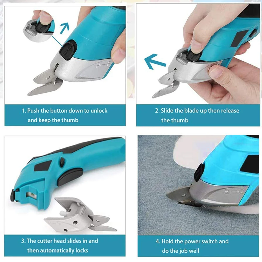 

Home Electric Fabric Scissors Cordless Power Scissor Shears Rechargeable Cutting Tool for Sewing Cardboard Crafting with Blade