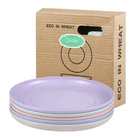 5pcs wheat straw plates unbreakable lightweight dinner plates reusable sturdy dinnerware set for home kitchen