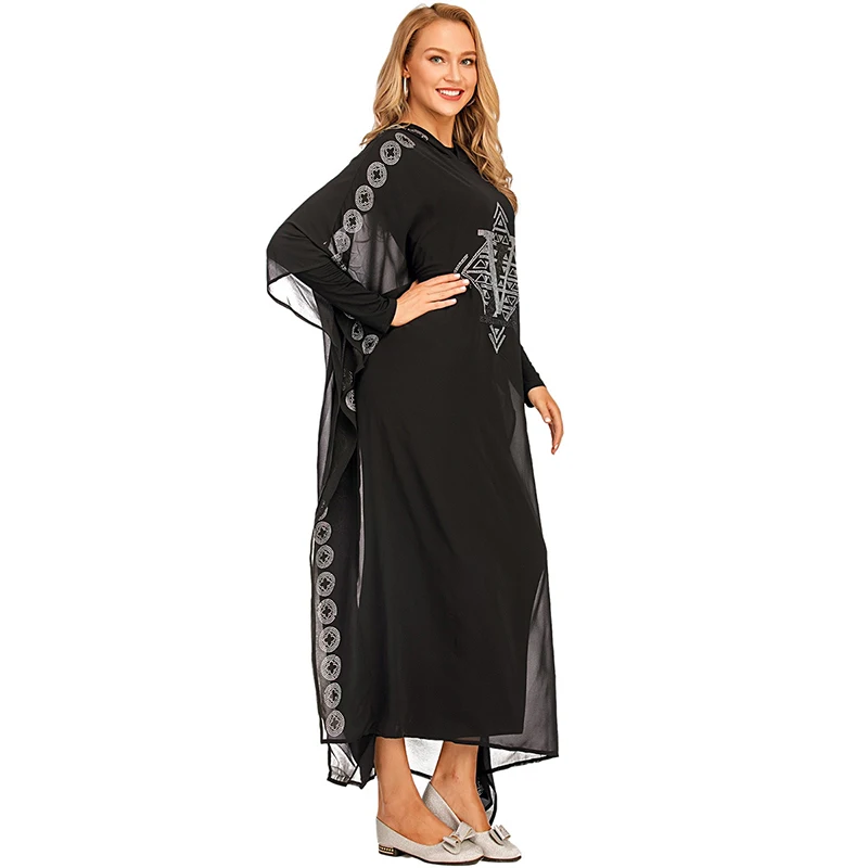 

2020 New Arrivals Chiffon Luxury Diamond African Women Butterfly Cardigan Robe Fashion Mesh Stitching Loose Bat Abaya