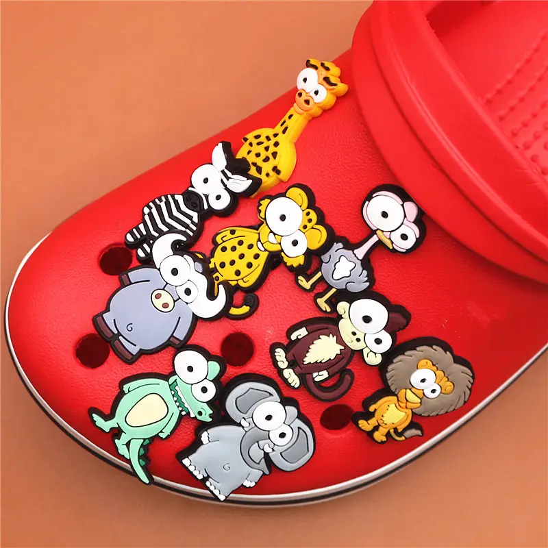 1pcs Funny Animals PVC Shoe Charms Elephant Shoe Accessories Bison Shoes Decoration Buckles Fit Bands Croc JIBZ Kid's Gifts U28