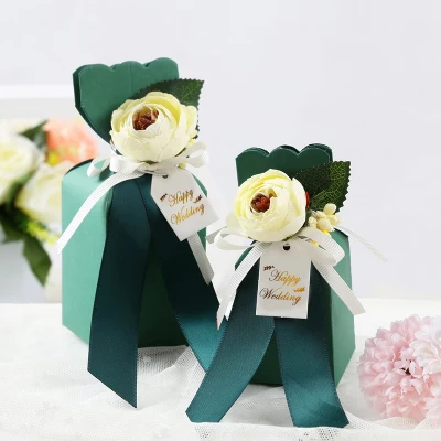 green Свадебные коробки для конфет и подарочный пакет бумажные коробки для конфет и печенья подарочные коробки шоколада для Свадьбы Дети День рождения украшения - Цвет: green