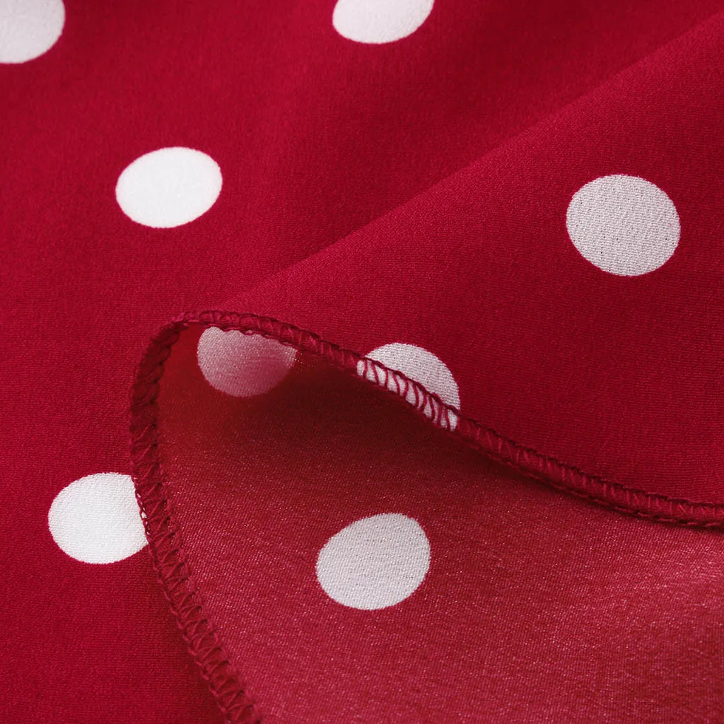 

Elegant Ladies Dress Fashion Summer Polka Dot V-neck Irregular Ruffled Sleeveless Long Dress Women Casual Maxi Dress