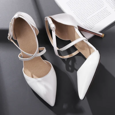 Concise Elegant Thin Heels Single Shoes Sexy Wild High Heels Large Small Size Women's Shoes Party Dress Pumps 31,32,33,45,46,47 - Color: White