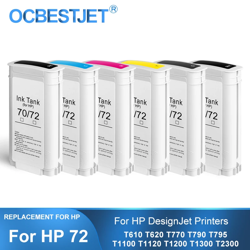 

[Third Party Brand] For HP 72 Compatible Ink Cartridge With Pigment Ink For HP T610 T620 T770 T790 T795 T1100 T1120 T1200 T1300