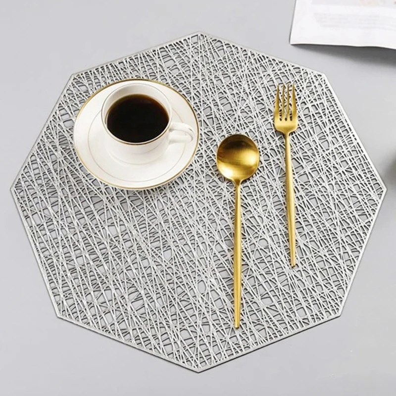 

Octagonal Placemat Universal Non-slip Hollow Table Placemat Dining Mat Tableware Bowl Pads Drink Coasters Kitchen Party Supplies