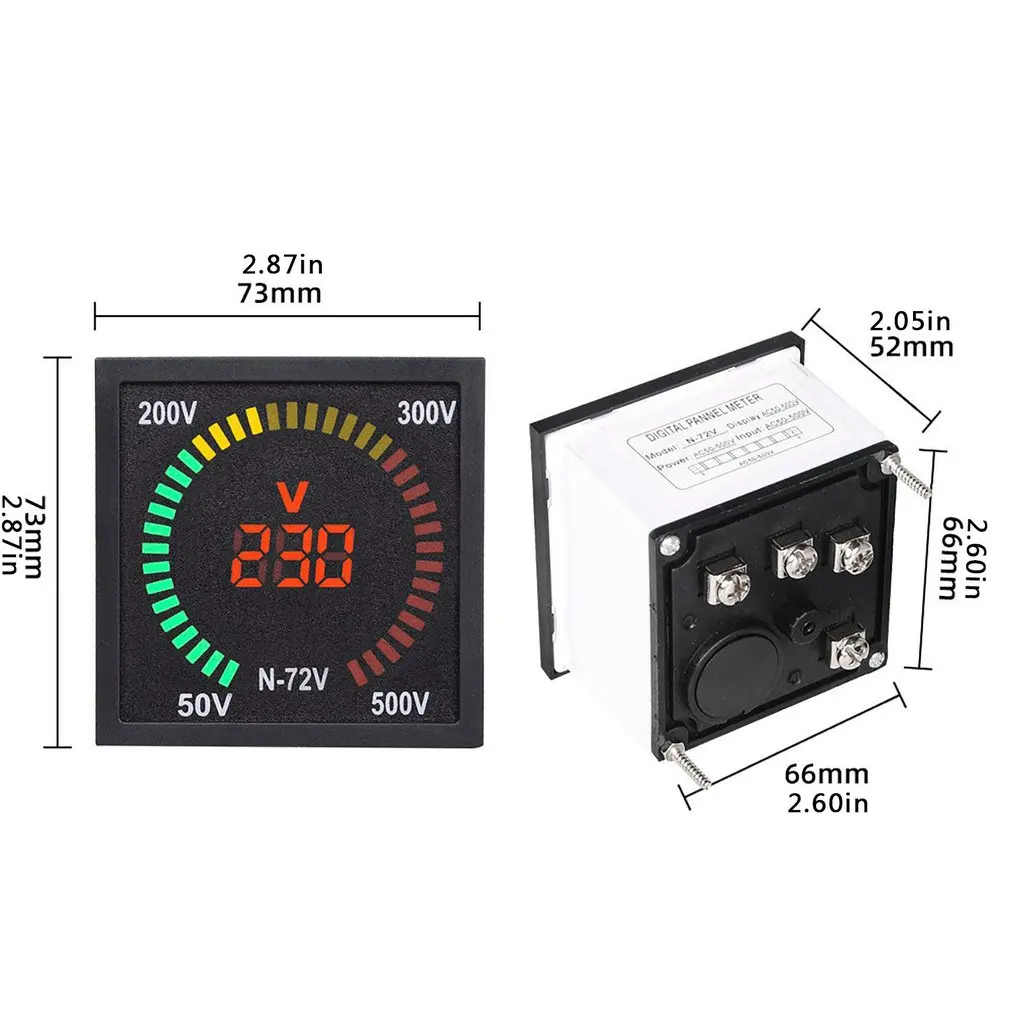 

Square LED Digital Voltmeter Ammeter Frequency Current Voltage Meter Indicator Gauge Tester Measure AC 50-500V 3-120A 3-120HZ