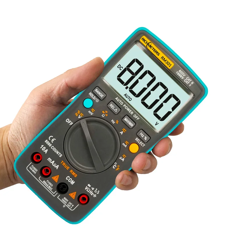 Цифровой мультиметр RM303 вольтметр с функцией True RMS 19999 отсчетов Бесконтактный