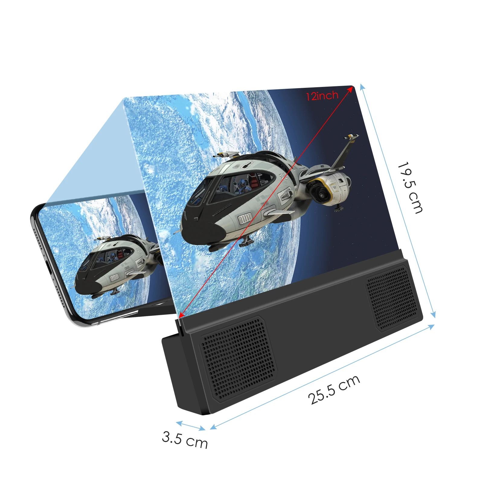 

12inch 3D Mobile Phone Screen Magnifier Screen Video HD Enlarger Magnifier Video Amplifier For Smartphone Stand Bracket