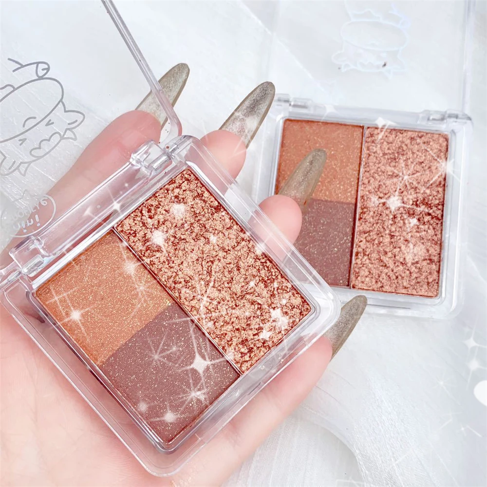 

3 Colors Shimmer Glitter Eye Shadow Palette Makeup Copper Bronzer Strawberry Cow Metallic Coffee Lasting Eyeshadow Nude Cosmetic