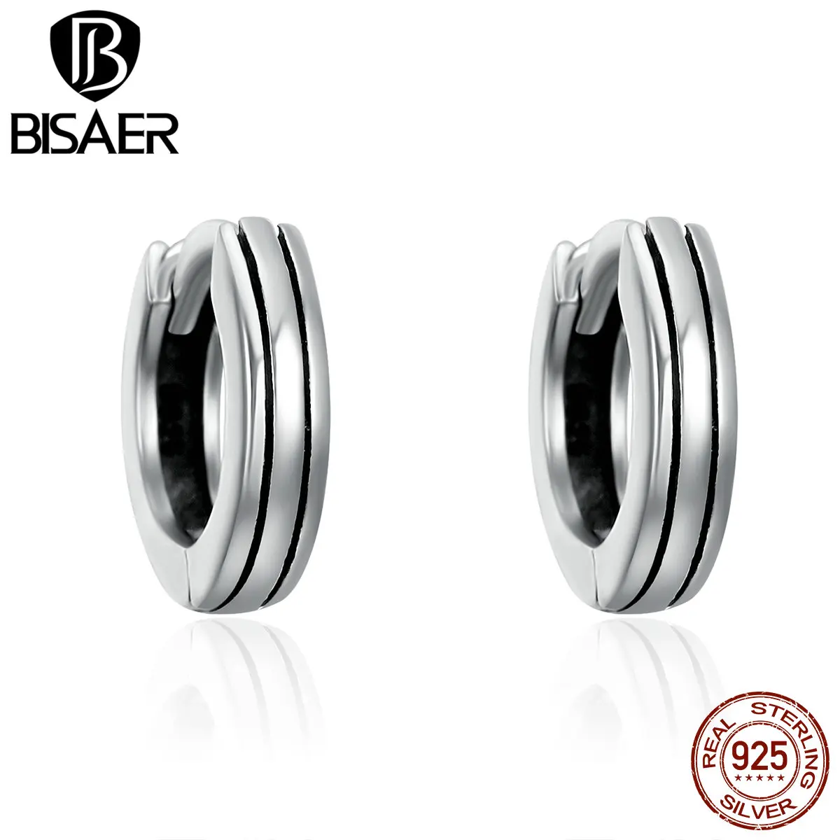 BISAER, настоящее 925 пробы, серебряные, хип-хоп, рок, Круглые, серьги-кольца для женщин, Стерлинговое серебро, ювелирные изделия, Bijoux brincos GXE141