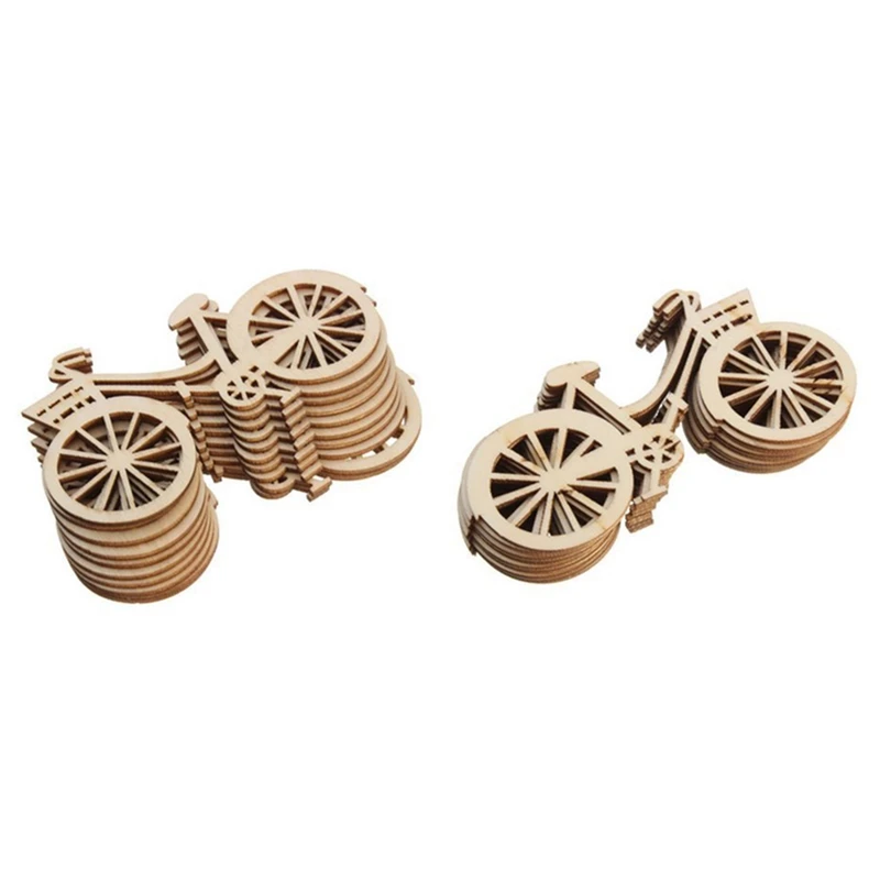 

10 Pcs Wooden Bicycle Shape Embellishments Crafts & 1 Pcs Cartoon Animals Woven Storage Basket Gray Duck