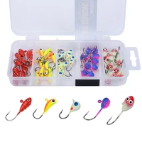 goture 50pcslot ice fishing jig set 5 types winter fishing lure kit with luminous lead jig head hook