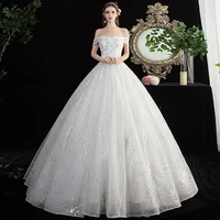white princess wedding dress boat neck luxury sequins bead sparkly tulle saudi arabia off the shoulder bridal gowns 2021 elegant