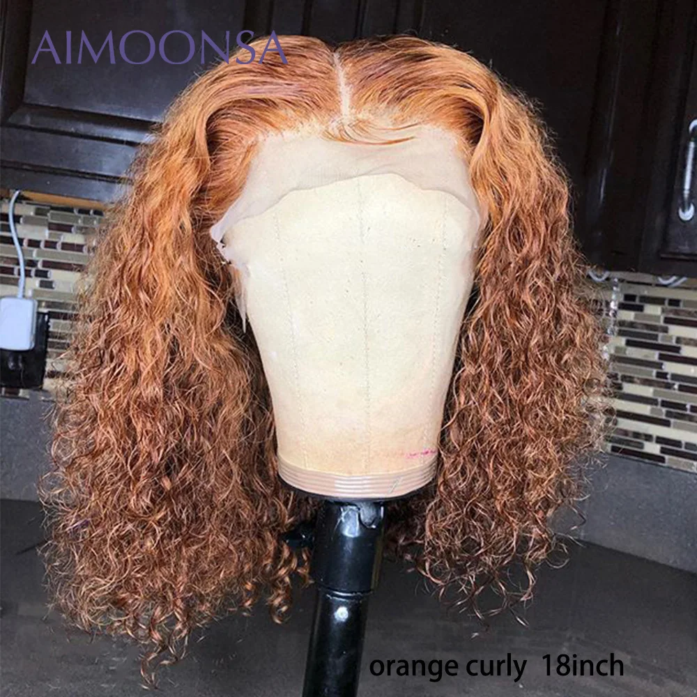 

Ginger Orange Lace Front Wig 150% Density Colored Humen Hair Wig 13*6 Lace Front Wig Short Curly Bob Hair Remy Peruvian Hair