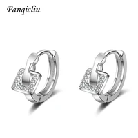 fanqieliu elegant square charms charming earring crystal hoops woman 925 sterling silver earrings hoop for women fql20431