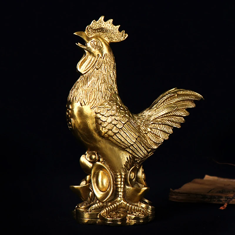 

Brass Rooster Cock Figurine Statue Chinese Lucky Fengshui Ornament For Home Office Store Desktop Decoration Handmade Crafts