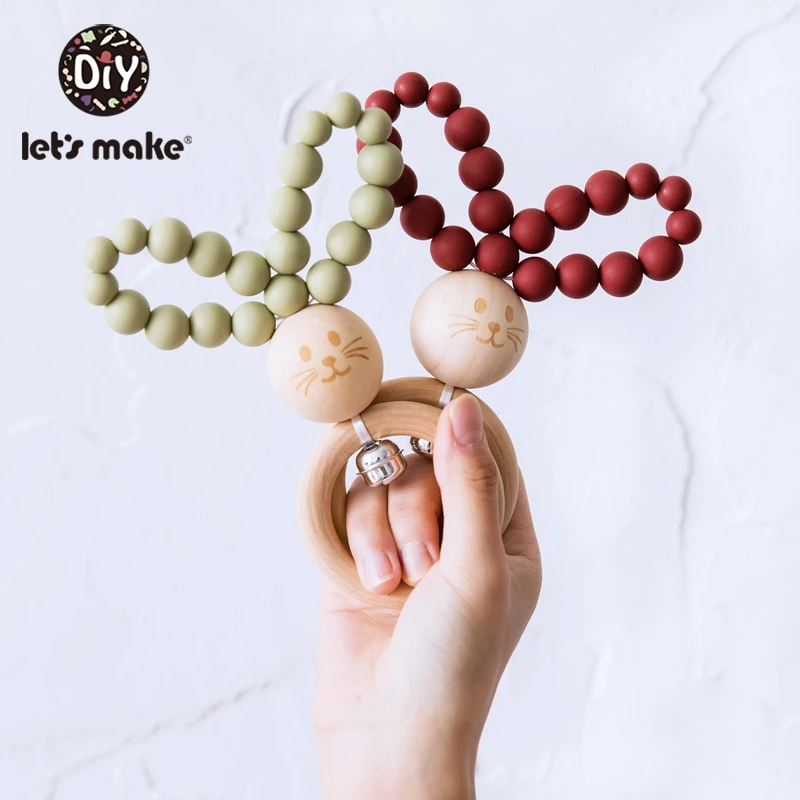 Let'S Make деревянные детские игрушки, погремушки для младенцев, кровать Колокольчик для детской кровати Bpa бесплатно деревянные Прорезыватели 0-12 месяцев Новорожденные Детские коляски игрушки