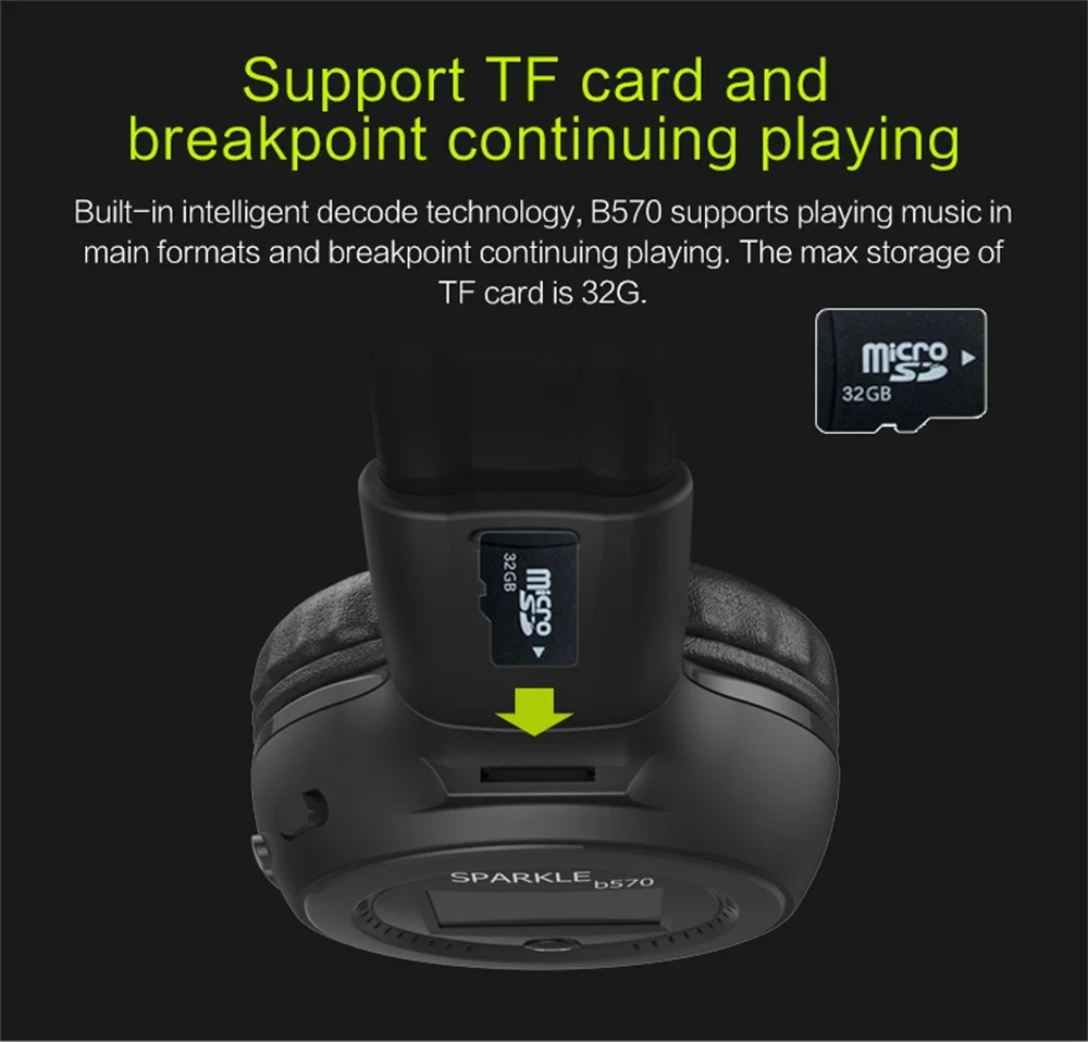 ZEALOT B570 стерео Bluetooth Беспроводные наушники с микрофоном гарнитура Handsfree fm радио