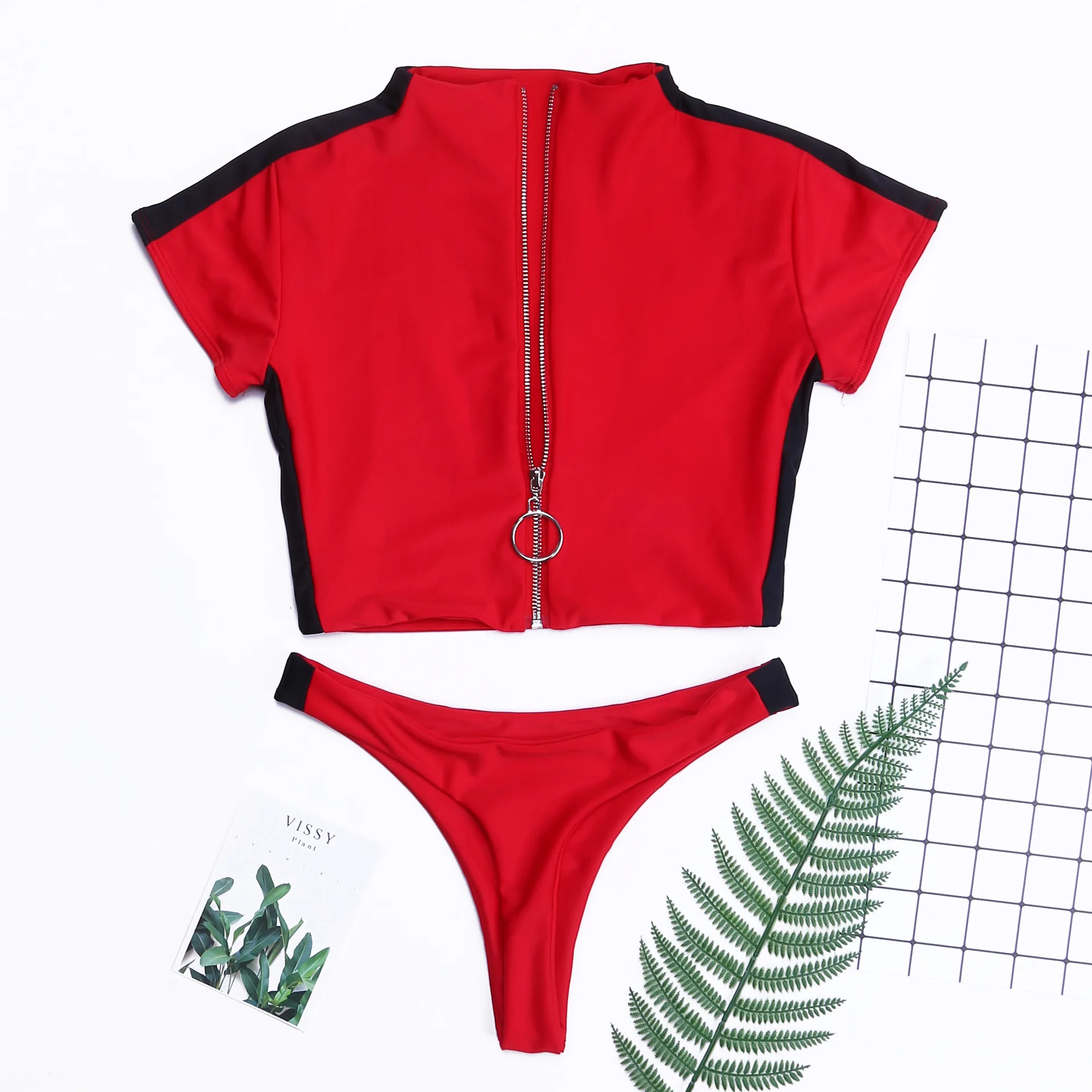 

2021 Hot Selling Solid Color Zipper Swimsuit Hot Selling Sexy Bikini