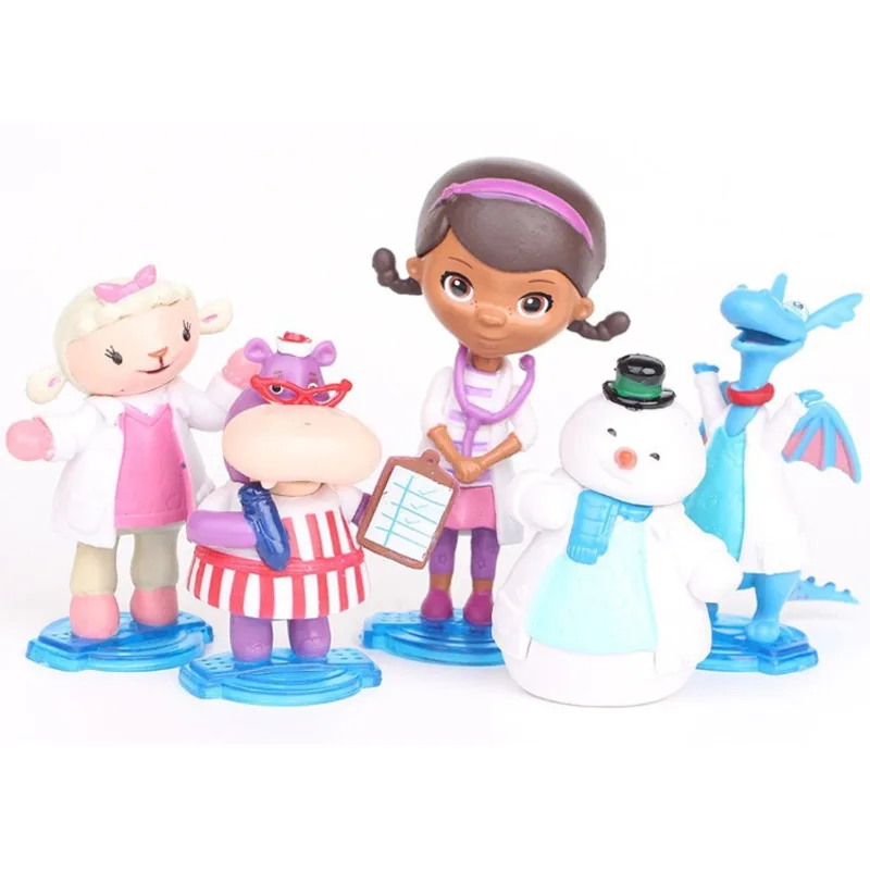 

5 шт./компл. Доктор Mcstuffins ПВХ экшн-фигурки Hallie Hippo Chilly Снеговик Lambie овца Дракон модель игрушки подарки для детей