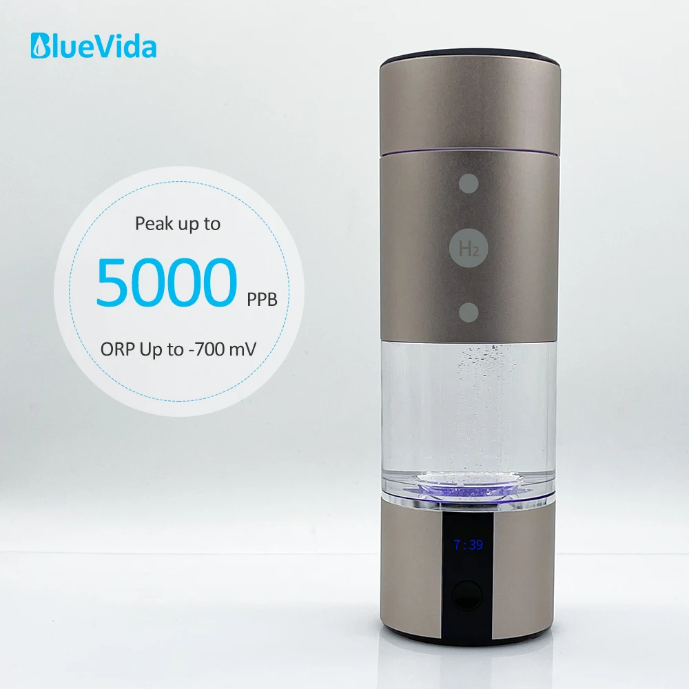 Фото - Max 5000ppb BlueVida Hydrogen Water Generator Up to DuPont SPE/PEM Dual Chamber NanoTech with LED Display Time Power and Inhaler bluevida smallest portable pocket hydrogen rich water generator bottle dupontn117 spe pem dual chamber travel hydrogen generator