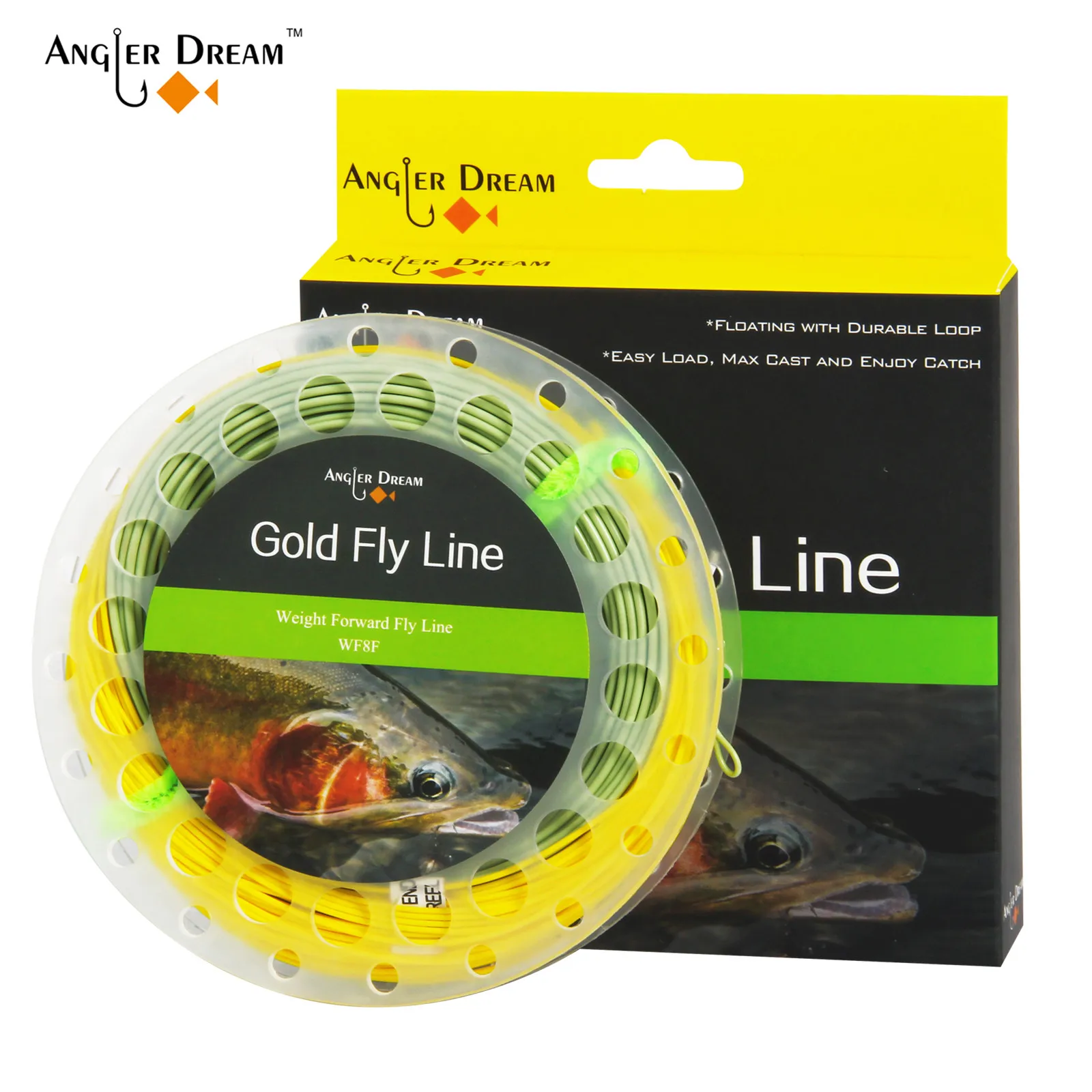 

Gold Fly Fishing Line 2/3/4/5/6/7/8/9 WT fishing line 90 FT Weight Forward Floating Fly Fishing Line With Two Welded Loop