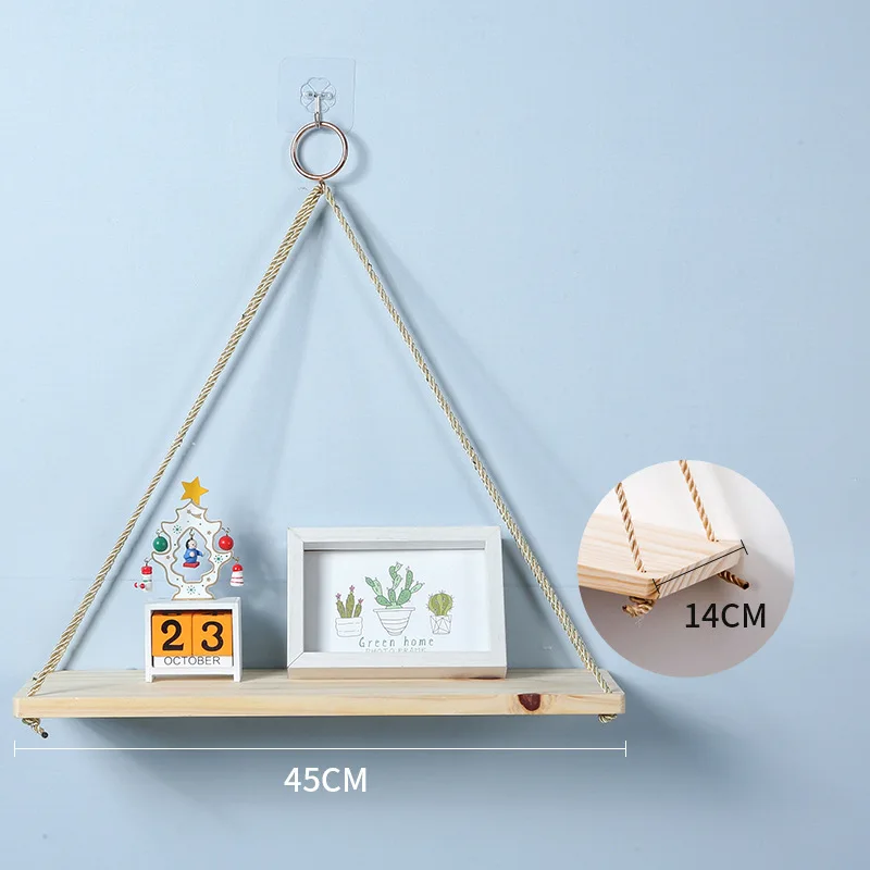 Деревянные подвесные веревочные полки премиум-класса настенные для комнатных и