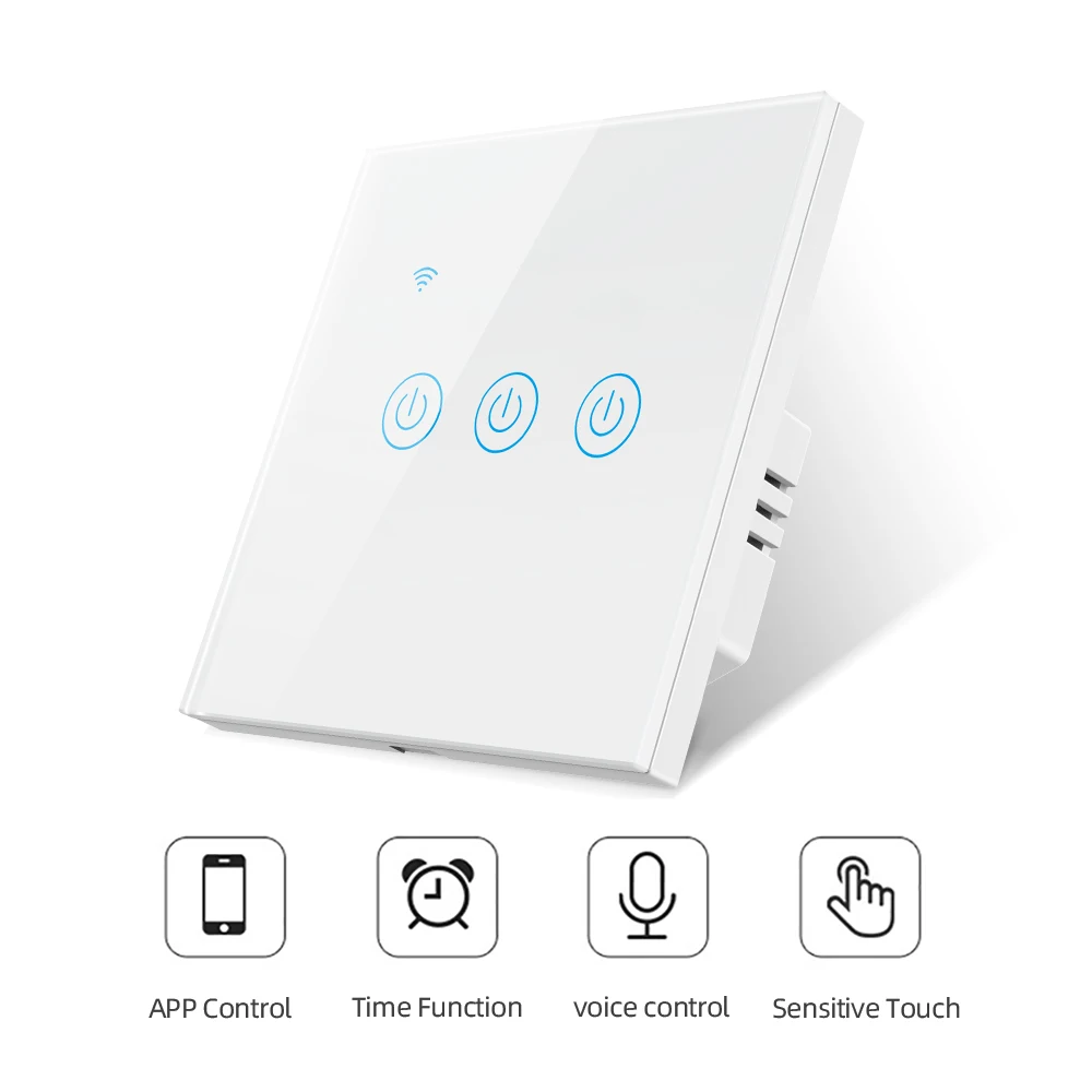 Wi-Fi BLE Сенсорное стекло переключатель настенный светильник 110/220 V Таймер Пульт