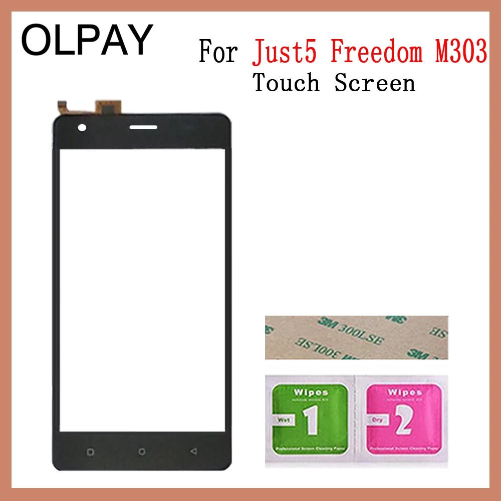 

5.0'' inch For Just5 Freedom M303 Touch Screen Digitizer Panel Front Outer Front Glass Lens Sensor Free Adhesive+Wipes