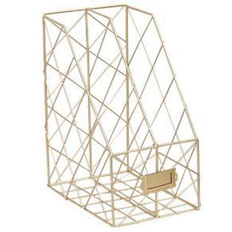 Золотая сетка железная стойка для хранения домашнего настольного книжного