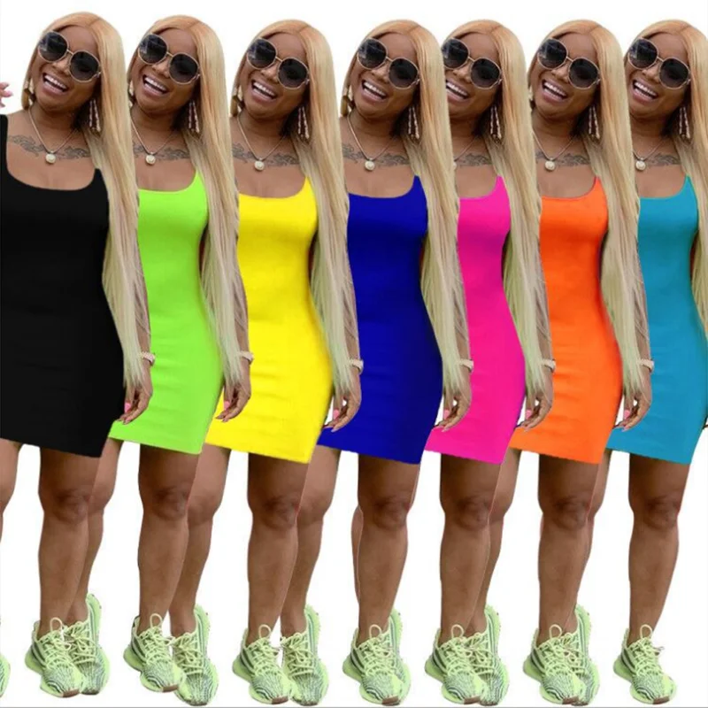 

Solid Color Strap Mini Beach Sexy Spring Summer Clothes Dress For Women'S Vetement Femme 2021 Sukienka Sundress Vintage Casual