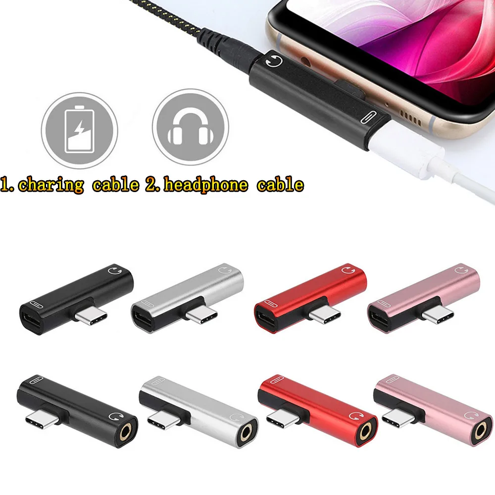 

2 In 1 Type C To 3.5mm Jack Earphone Adapter USB C Audio Adapter Charging Converter for Xiaomi 6 Huawei Mate 10pro Type C Phones