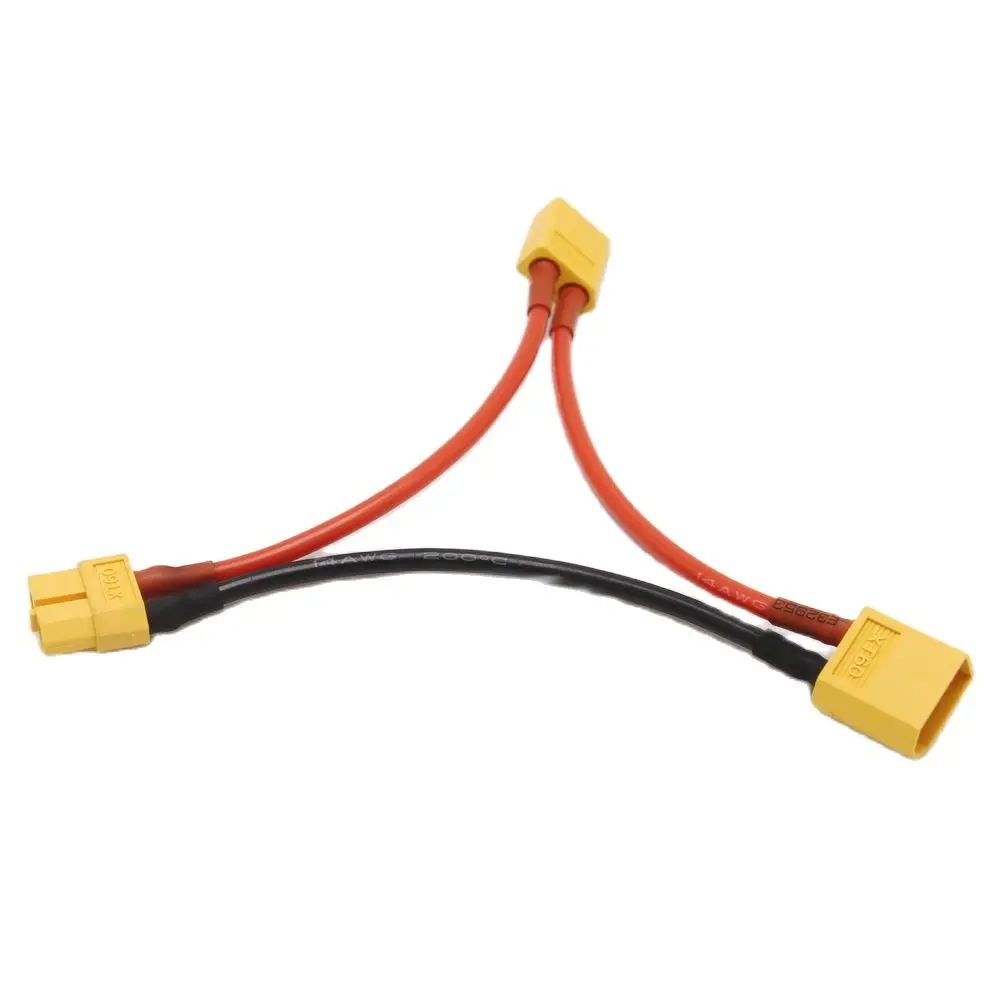 10 см 14Awg силиконовый последовательный кабель XT60 штекер на 2 штекера FPV
