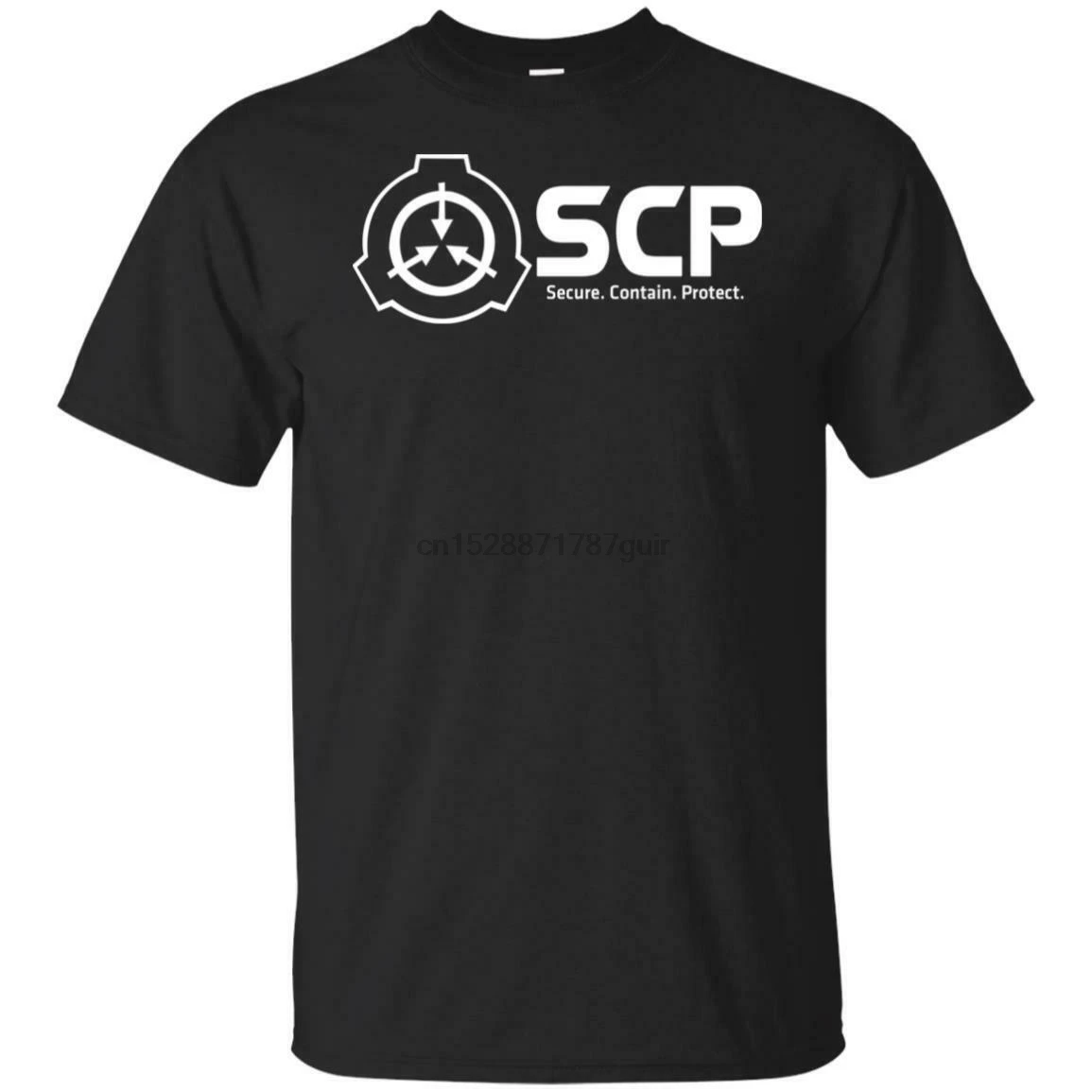 SCP Мужская футболка безопасно содержат защиты черный короткий рукав |