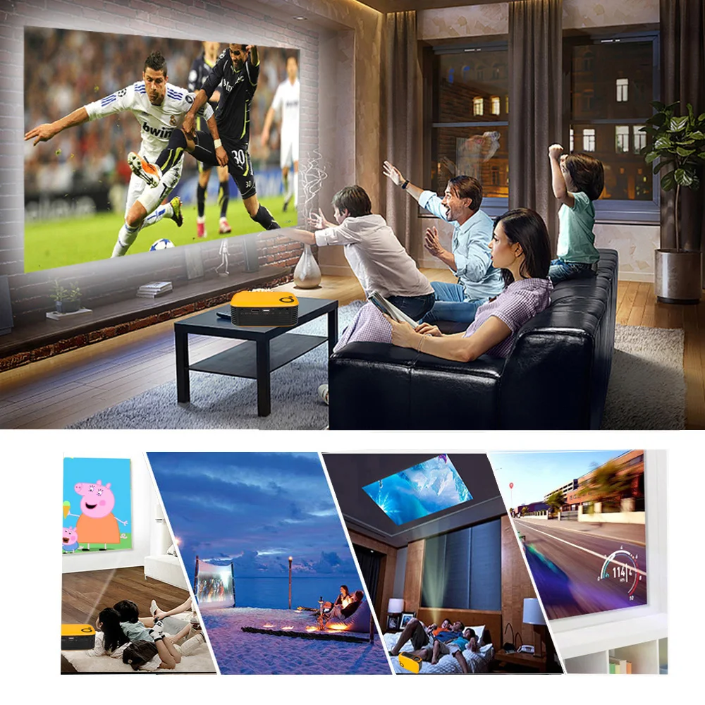 Портативный мини проектор A2000 с держателем для штатива поддержка 1080P HDMI