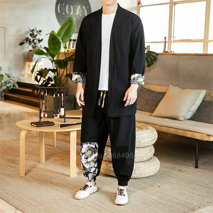 Кардиган мужской с короткими рукавами традиционная китайская одежда принтом