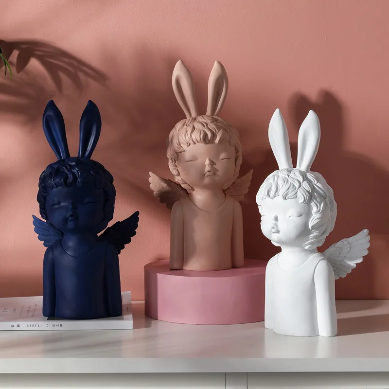 Скандинавские Ins милый ангел кролик статуя мальчика изделия из смолы винный шкаф
