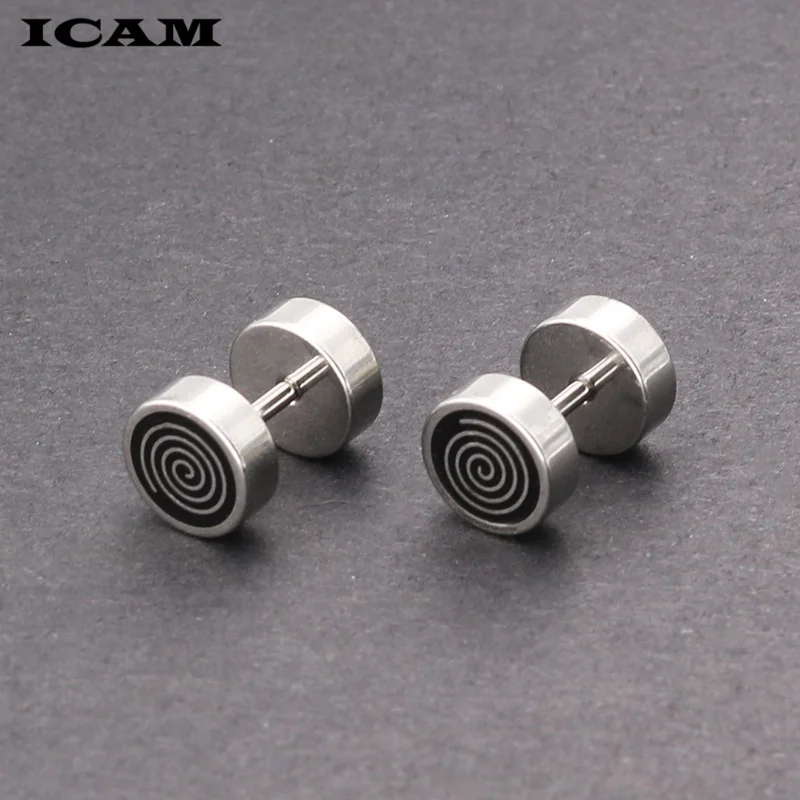 ICAM Мода 1 пара/лот 3 цвета серьги-гвоздики из нержавеющей стали Панк штанга форма