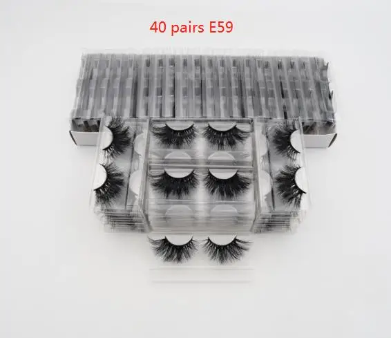 40pcs E59 Visofree 40 пар 25 мм ресницы 3D норковые ресницы с лотком без коробки норковые ресницы драматические объемные ресницы Толстые Накладные ресницы E80 - Цвет: 40pcs E59