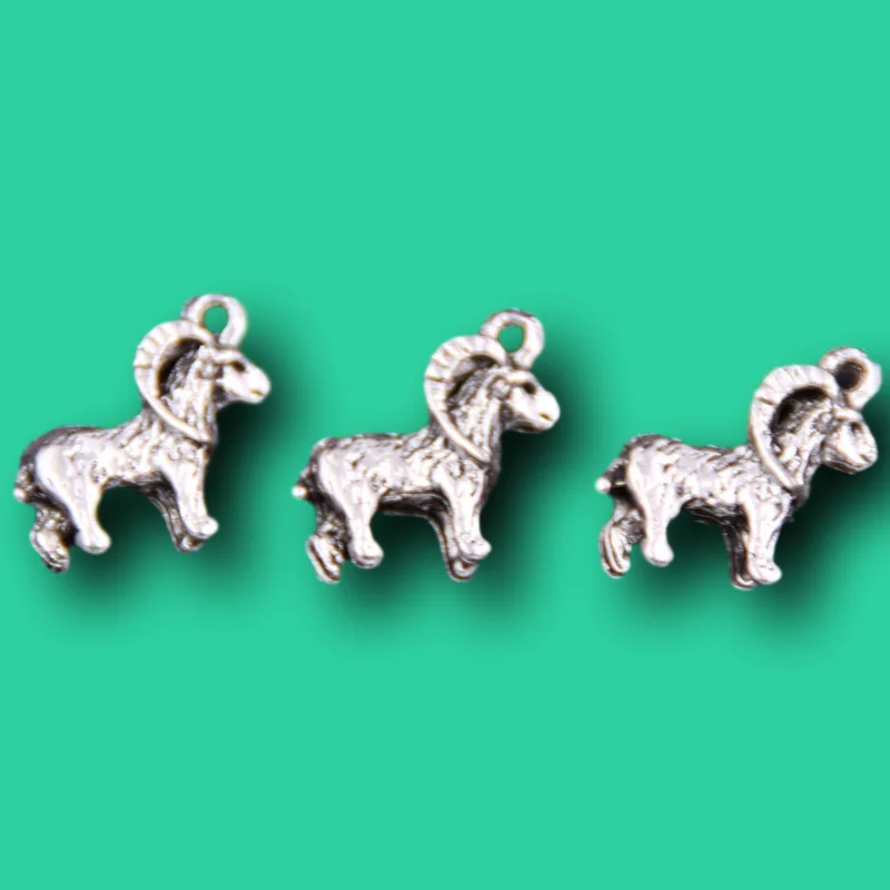 10pcs Silver Plated 12 Zodiac Animal-Sheep Amulet Pendant DIY Charm Bracelet Necklace Jewelry Craft Making 19*20mm A176 | Украшения и