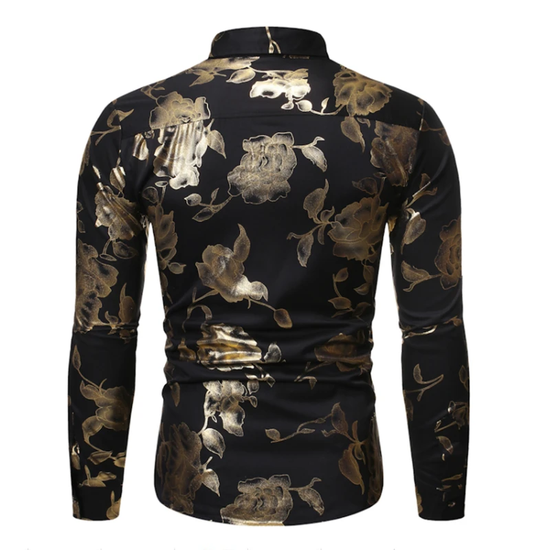 

White Men Flower Shirt Fashion Casual Black Shirt Men Size S M L XL Red Camisa Autumn new Men's Shirts