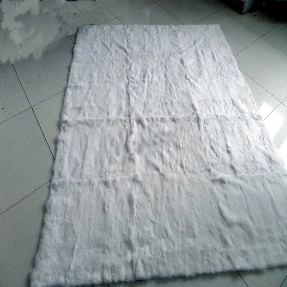 Роскошный белый меховой ковер из кролика Рекс одеяло натурального меха