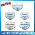 Маска для лица с рождественским принтом снежинок, 3-слойная одноразовая маска для рта, маски для взрослых, дышащие маски, милая маска, 10-100 шт.