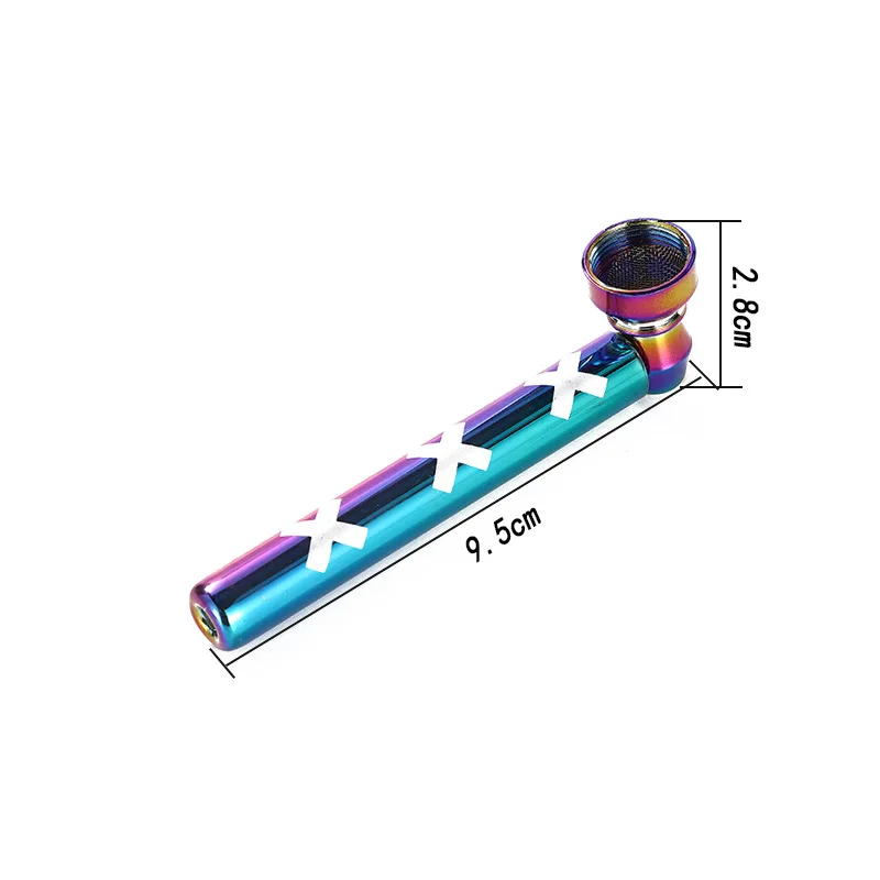 Трубка для курения марихуаны металлическая Радужная с рисунком и фильтром