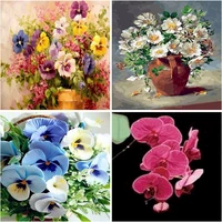 sdoyuno paint by numbers orchid flower draw by number on canvas floral oil painting art diy handpainted home decoration gift