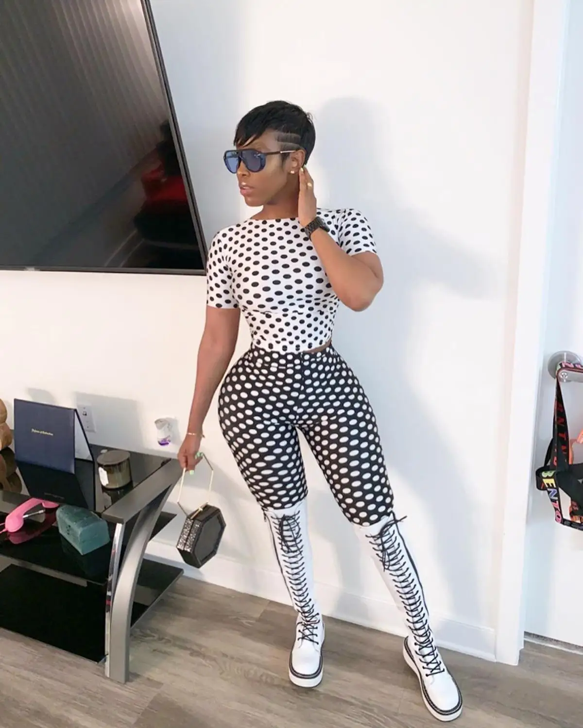 BKLD 2019 Летний Новый Стиль Женский комплект из двух предметов в горошек женские