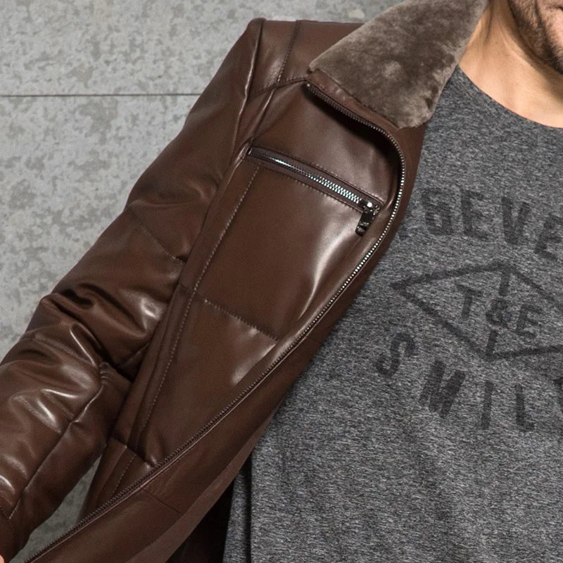 

Jacket Genuine Leather Men 2020 Real Sheepskin Coat Mens Slim Warm Duck Down Coat Plus Size Chaqueta Cuero Hombre