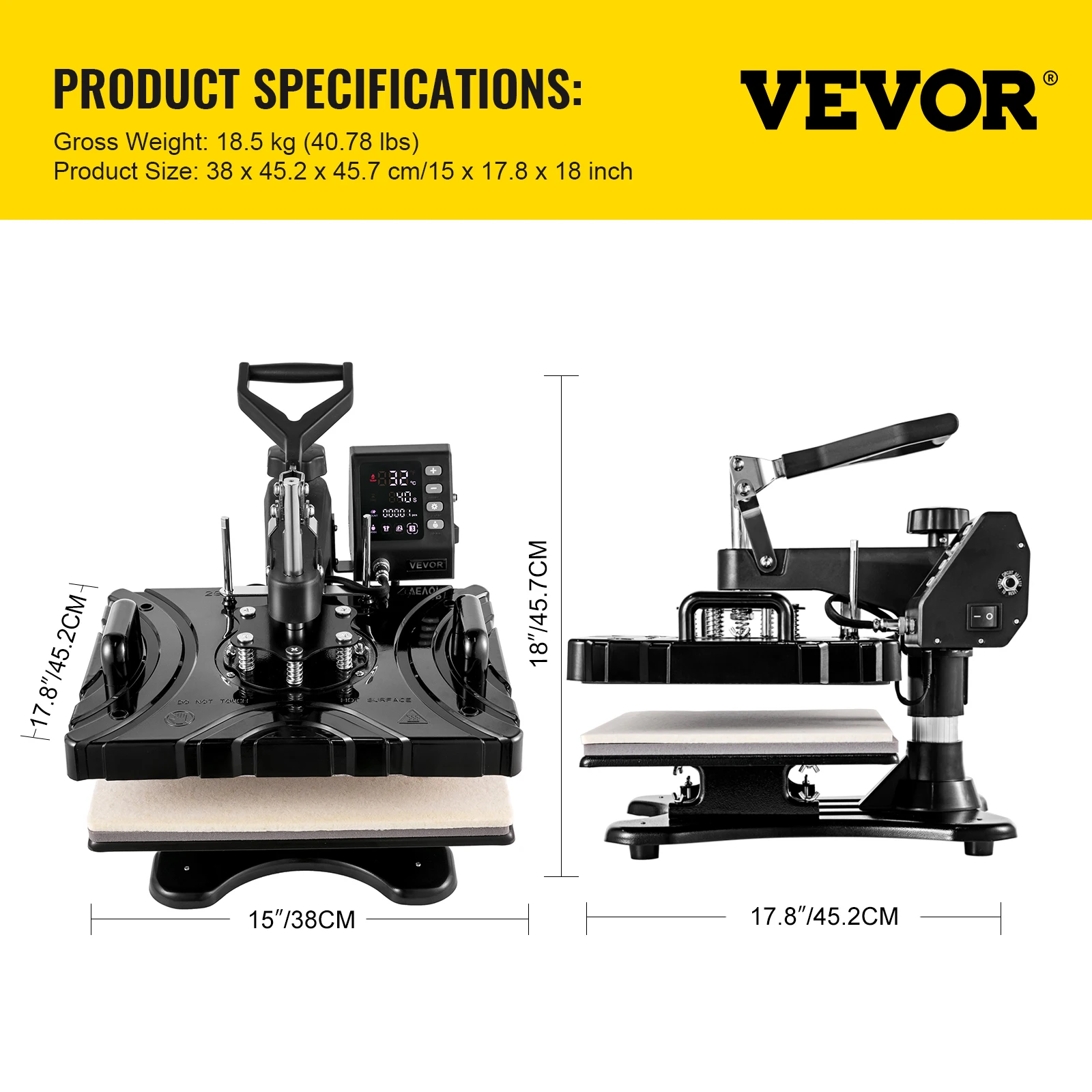 

VEVOR 5/6 in 1 12"x15" Heat Press Machine Digital Multifunctional Transfer Swing Sublimation Mug Cap Hat T-Shirt Shoes Bottle